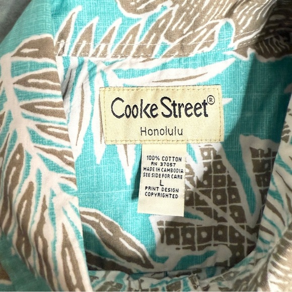 Vintage Cooke Street Shirt Mens Size L Floral Palm Tree Print Hawaiian Beach - Picture 15 of 16
